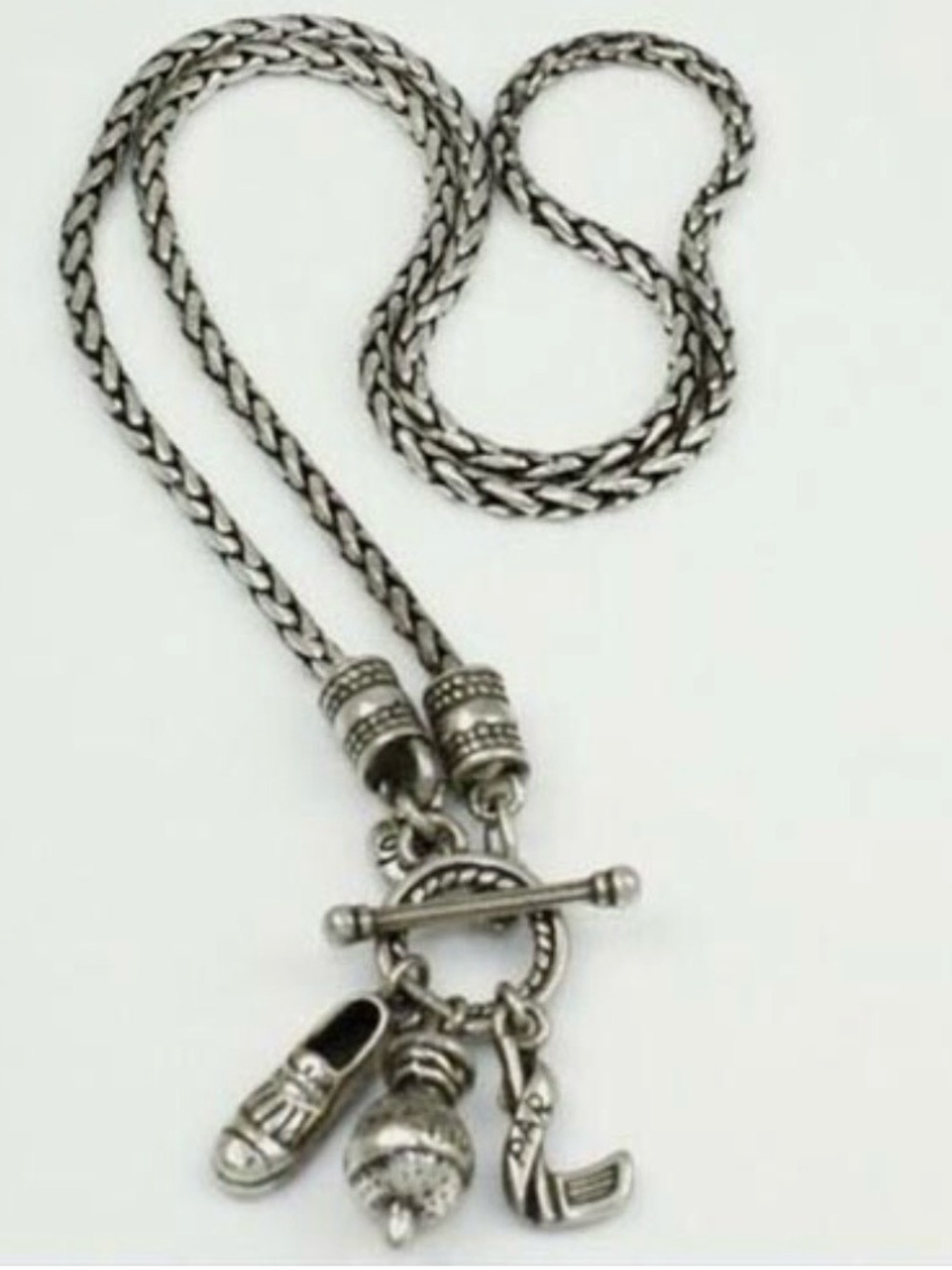 Brighton Golf Charm Par Ball Shoe Toggle Silver Necklace